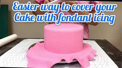 How To Cover Your Cake With Fondant Icing Fondantcake Youtube