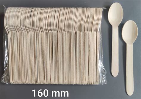 100 Pieces Brown 160mm Disposable Wooden Spoon For Event And Party