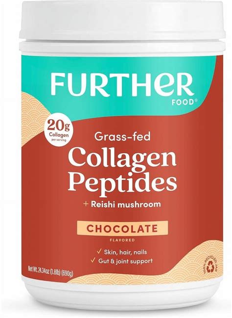 Further Food Chocolate Collagen Peptides Powder Grass Fed Pasture Raised Hydrolyzed Type 1 And 3