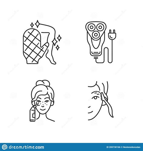 Schoonheidsapparaten Lineaire Pictogrammen Vector Illustratie