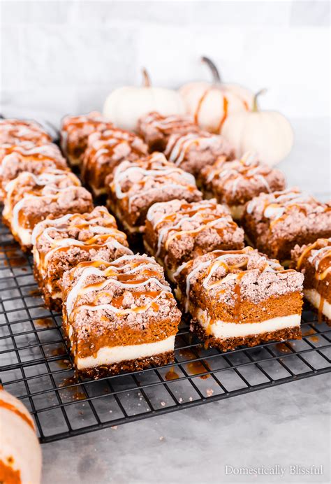 Streusel Pumpkin Cheesecake Bars Domestically Blissful