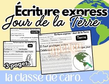 Criture Express Jour De La Terre French Earth Day Writing Tpt