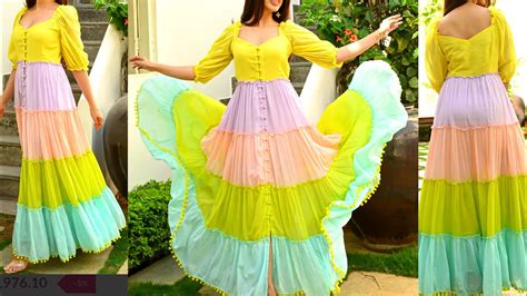 Frill Frock Cutting And Stitching Layered Frock Party Wear Frock Long