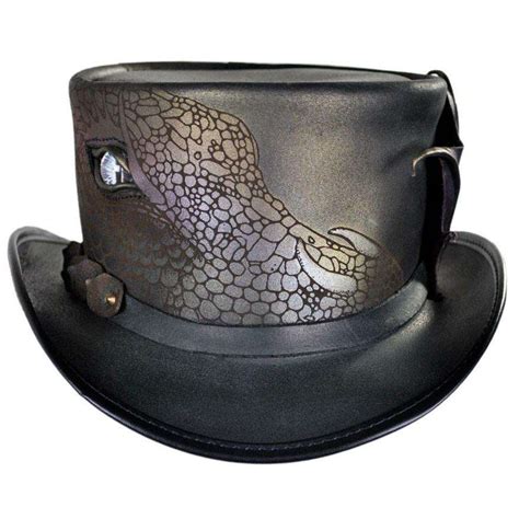 Draco Leather Steampunk Top Hat Black — Setartrading Hats