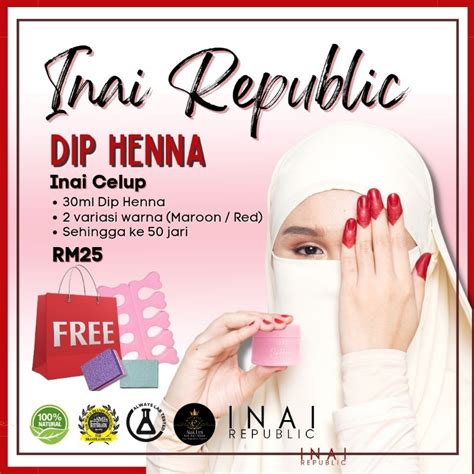 Inai Republic Hq Original Inai Celup Dip Henna Kuku Sah Solat Mesra