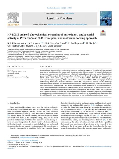 PDF HR LCMS Assisted Phytochemical Screening Of Antioxidant