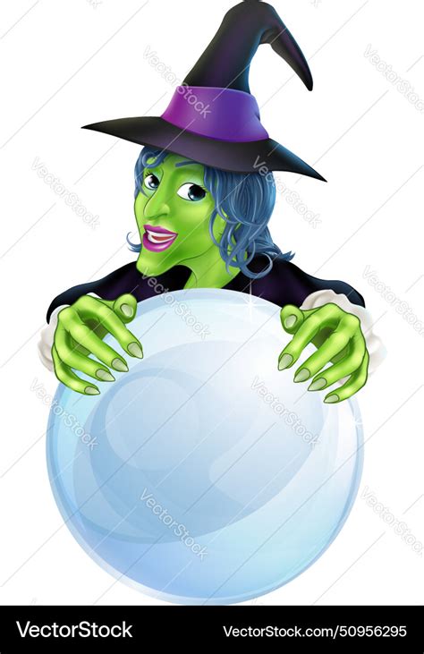 Witch and crystal ball Royalty Free Vector Image