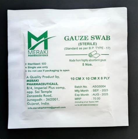 Cotton White 8 Ply Sterile Gauze Swab Size 10cm X 10cm At Rs 16pack