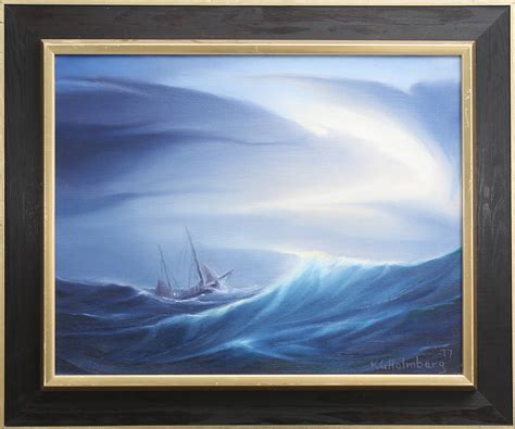 Images For 1382721 KARL GUSTAV HOLMBERG Ship In Storm Oil On Canvas