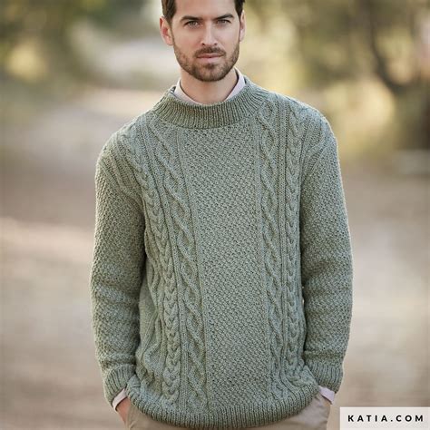 Pattern Knit Crochet Man Sweater Autumn Winter Katia G Chaleco