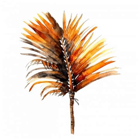 Premium AI Image | A watercolor painting of a palm leaf.