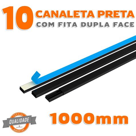 Kit Canaletas Pvc Preto Fita Dupla Face De Metro Escorrega O