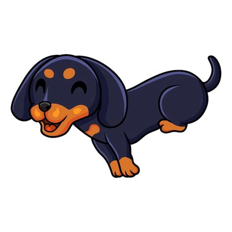 Dibujos Animados Lindo Perro Dashund Corriendo Vector Premium