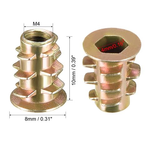 Uxcell Hot 20pcs 30pcs 50pcs M4x10mm Zinc Alloy Threaded Insert Nuts