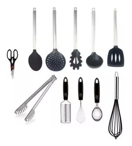 Juego De Cucharas De Silicona Negra De Utensilios De Cocina