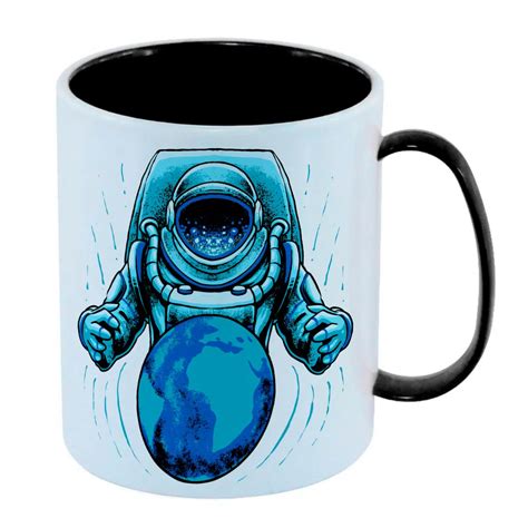 Caneca de Polímero Plástico Inquebrável Infantil Preto Astronauta