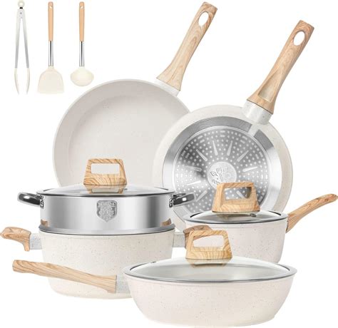 Amazon Carote Pots And Pans Set Nonstick White Granite Induction