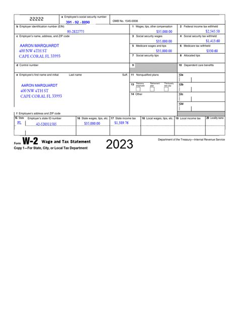 W2 2023 Aaron | PDF | Social Security (United States) | Irs Tax Forms