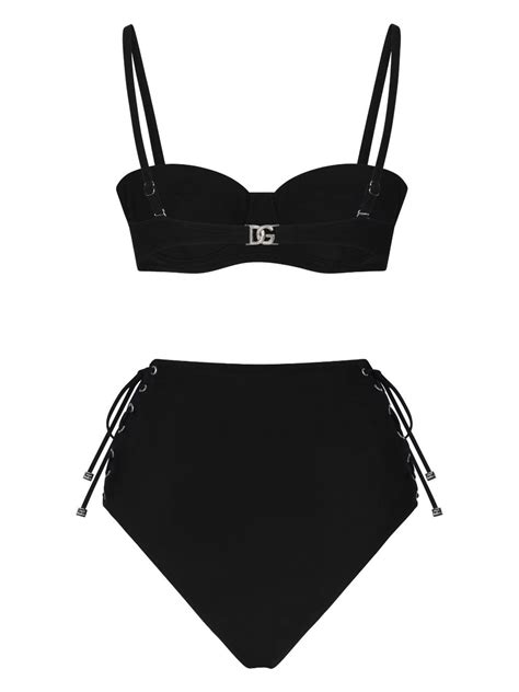 Dolce Gabbana Logo Lettering Bikini Set Black Farfetch Uk