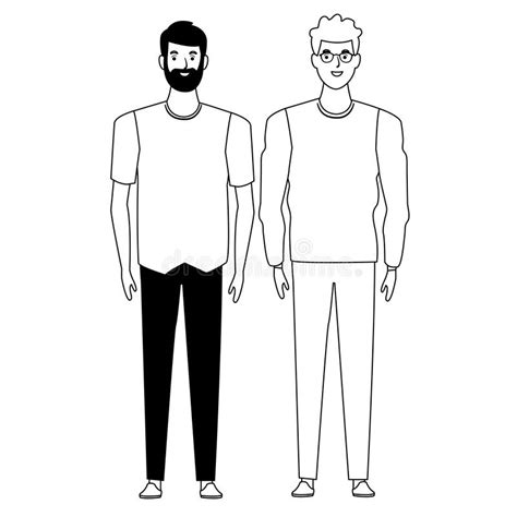 Personaje De Dibujos Animados Del Avatar De Los Hombres En Blanco Y