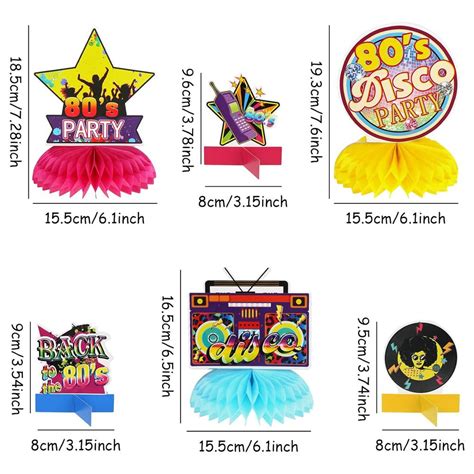 Thinkstar 80s 90s Party Decorations 12 Pcs 80s Party Honeycomb Centerpieces 80s Party Table