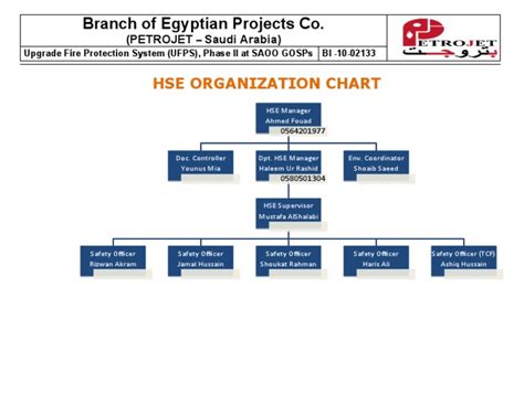 Branch of Egyptian Projects Co.: Hse Organization Chart | PDF