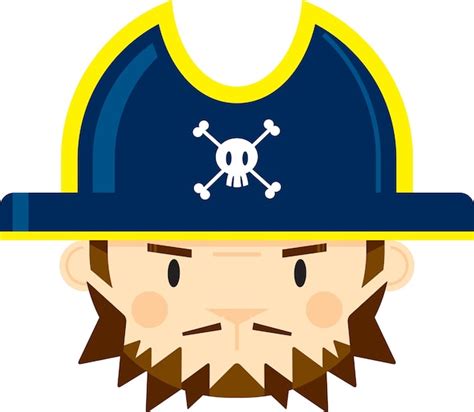 Lindo personaje de capitán pirata bravucón de dibujos animados Vector