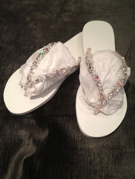 Swarovski Crystal White Wedding Flip Flops Wedding Flip Flops Womens Flip Flop Flip Flops