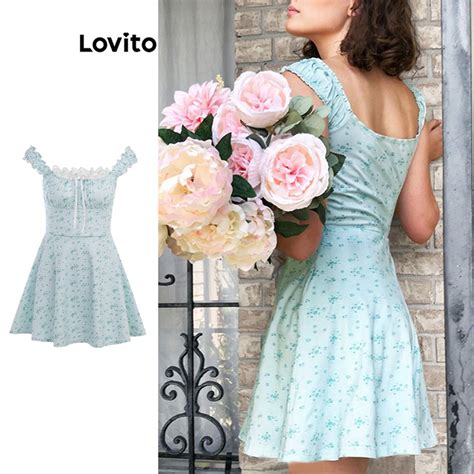 Lovito Women Casual Ditsy Floral Pattern Dress Lna Shopee