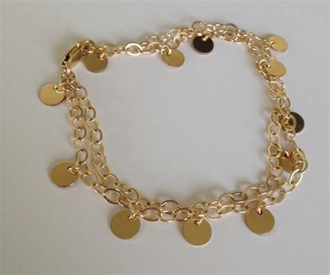 Items Similar To Double Strand 14k Gold Filled Bracelet Dangling Coin