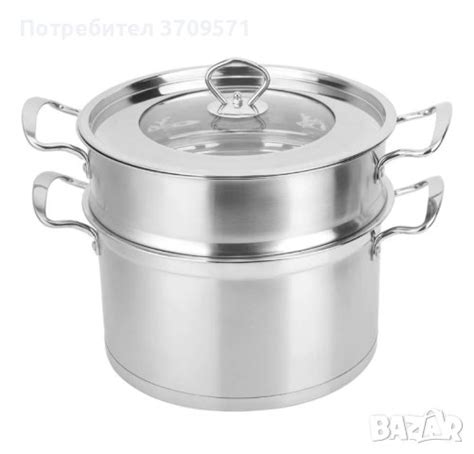 Тенджера неръждаема - 2 отделения / за задушаване 20×29см в Прибори за ...