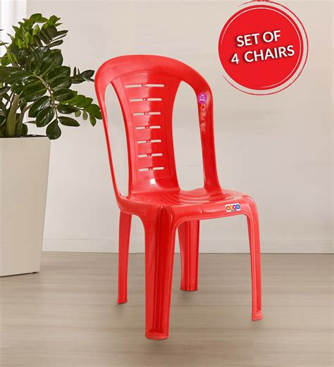 Buy Plastic Chair In Red Colour Set By Avro Online Plastic