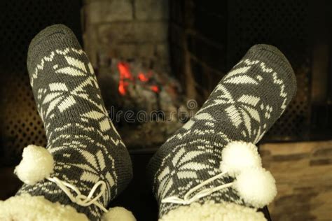 Feet in Woolen Winter Warm Socks Stock Image - Image of mood, single: 198679465