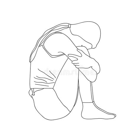 Person Sitting On Floor Drawing Sad