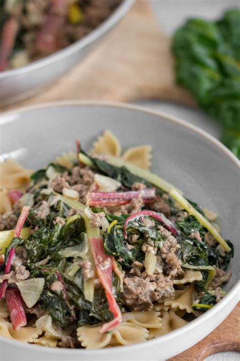 Hackfleisch Mangold Pasta Nudeln 5 Tulpentag Schnelle Rezepte