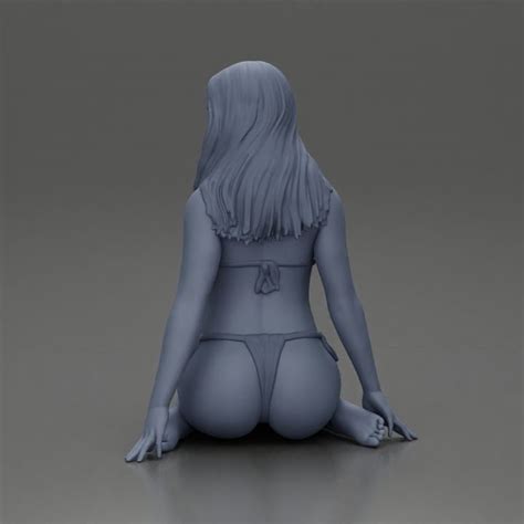 D Printable Beautiful Woman In Bikini Sitting On The Beach By DGeschaft Miniatures Figures