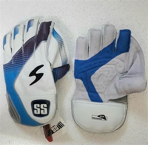 Velcro Blue Ss Professional Wk Batting Gloves For Cricket Size