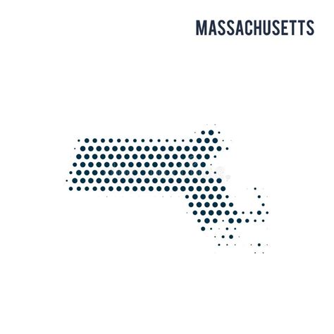 Mapa Punteado De Massachusetts Aislado En El Fondo Blanco Stock De