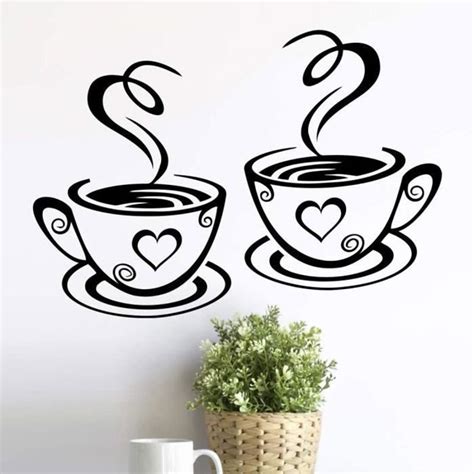 OBJET DE DECORATION MURALE Lot De 2 Tasses De Stickers Muraux Pour