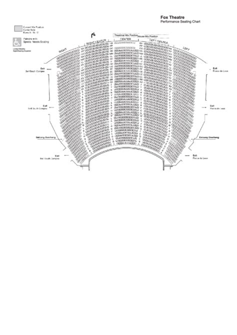 Fox Theatre Performance Seating Chart Printable Pdf Download