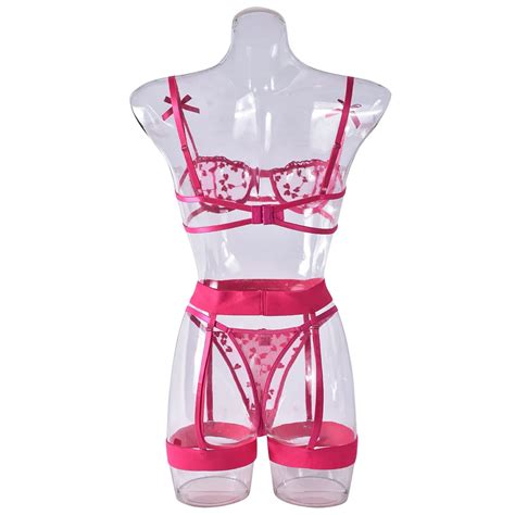 Transparent Sexy Lingerie Women Strappy Underwear Set Embroidery Sexy