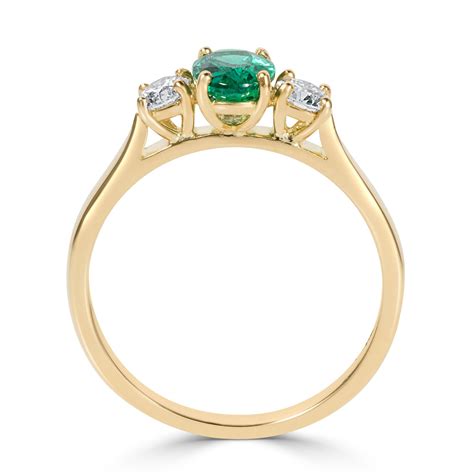 Emerald And Diamond Ring Three Stone Pravins