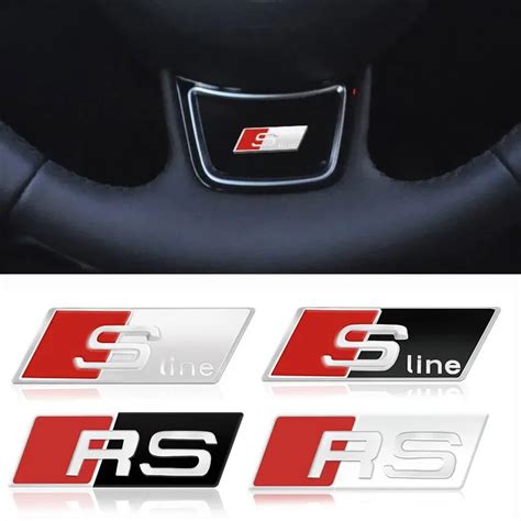 Alloy Car Steering Wheel Sticker Emblem For Audi Sline Rs A A A A