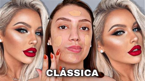 Como Fazer Uma Make Cl Ssica Batom Vermelho Maquiagem F Cil Youtube