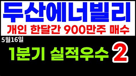 두산에너빌리티 개인 한달간 900만주 매수 수급변화 고대 Youtube