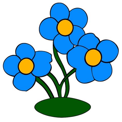 Premium Vector | Blue flowers branch flax icon cartoon plant