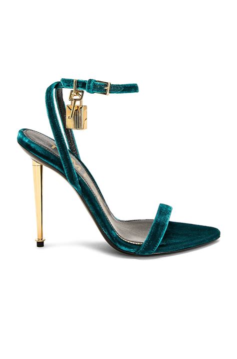 TOM FORD Velvet Padlock Pointy Naked 105 Sandal In Agata FWRD