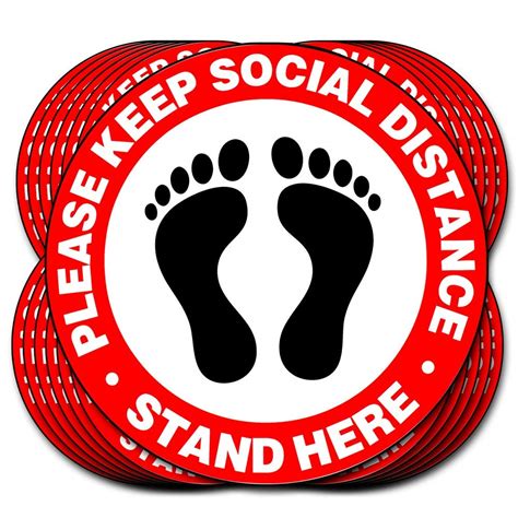 Social Distancing Floor Decals 10 Pack Keep 6 Feet Apart Safety Social