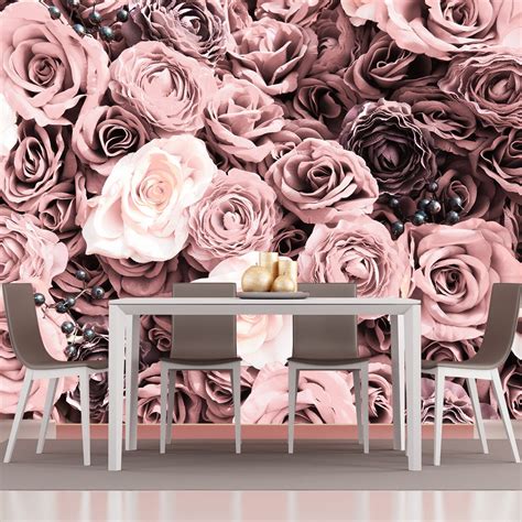 Pink Floral Wallpaper Floral Wallpaper Removable Rose Etsy