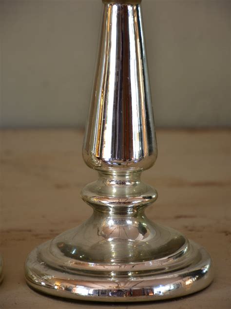 Pair Of 18th Century Mercury Glass Candlesticks Chez Pluie